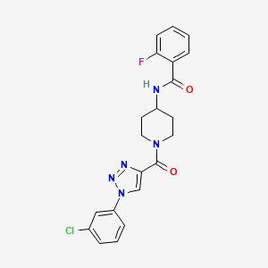 molecular formula C21H19ClFN5O2 B2519527 N-(1-(1-(3-chlorophenyl)-1H-1,2,3-triazole-4-carbonyl)piperidin-4-yl)-2-fluorobenzamide CAS No. 1251608-02-2