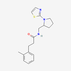 molecular formula C18H23N3OS B2519530 N-((1-(噻唑-2-基)吡咯烷-2-基)甲基)-3-(邻甲苯基)丙酰胺 CAS No. 1790197-27-1