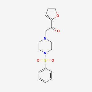 molecular formula C16H18N2O4S B2519577 1-(Furan-2-yl)-2-(4-(phenylsulfonyl)piperazin-1-yl)ethanone CAS No. 1170573-08-6