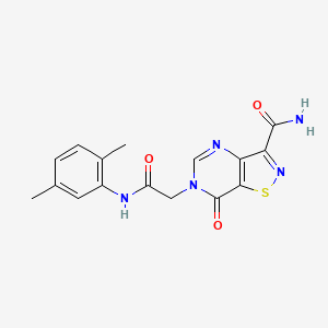 molecular formula C16H15N5O3S B2519583 N-(2,5-二氟苯基)-2-[2-(甲硫基)-5,7-二氧代-6-苯基-6,7-二氢[1,3]噻唑并[4,5-d]嘧啶-4(5H)-基]乙酰胺 CAS No. 1251622-16-8