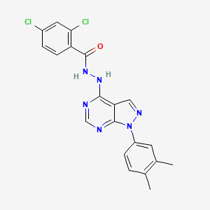 molecular formula C20H16Cl2N6O B2519584 2,4-dichloro-N'-(1-(3,4-dimethylphenyl)-1H-pyrazolo[3,4-d]pyrimidin-4-yl)benzohydrazide CAS No. 881082-40-2