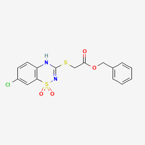 molecular formula C16H13ClN2O4S2 B2519592 benzyl 2-((7-chloro-1,1-dioxido-4H-benzo[e][1,2,4]thiadiazin-3-yl)thio)acetate CAS No. 899750-44-8