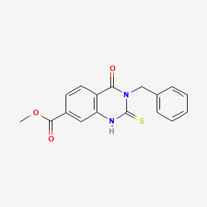 molecular formula C17H14N2O3S B2519597 Methyl 3-benzyl-2-mercapto-4-oxo-3,4-dihydroquinazoline-7-carboxylate CAS No. 310448-89-6