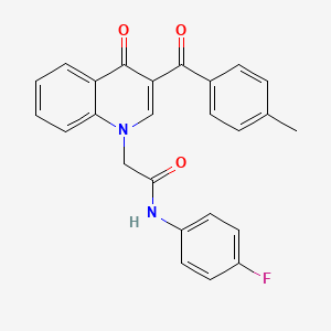molecular formula C25H19FN2O3 B2519601 N-(4-氟苯基)-2-[3-(4-甲基苯甲酰)-4-氧代喹啉-1-基]乙酰胺 CAS No. 895652-08-1