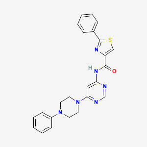 molecular formula C24H22N6OS B2519603 2-phenyl-N-(6-(4-phenylpiperazin-1-yl)pyrimidin-4-yl)thiazole-4-carboxamide CAS No. 1396686-42-2