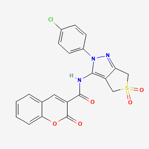 molecular formula C21H14ClN3O5S B2519667 N-(2-(4-氯苯基)-5,5-二氧化-4,6-二氢-2H-噻吩并[3,4-c]吡唑-3-基)-2-氧代-2H-色烯-3-甲酰胺 CAS No. 422534-12-1