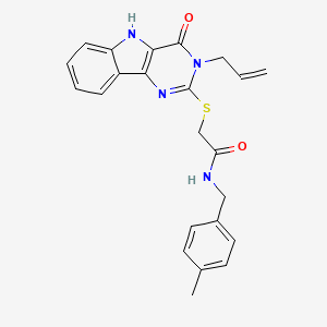 molecular formula C23H22N4O2S B2519671 N-[(4-甲基苯基)甲基]-2-[(4-氧代-3-丙-2-烯基-5H-嘧啶并[5,4-b]吲哚-2-基)硫基]乙酰胺 CAS No. 888449-76-1