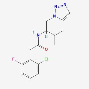 molecular formula C15H18ClFN4O B2519675 2-(2-氯-6-氟苯基)-N-(3-甲基-1-(1H-1,2,3-三唑-1-基)丁-2-基)乙酰胺 CAS No. 2034460-51-8