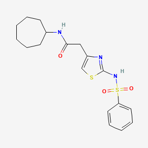 N-cycloheptyl-2-(2-(phenylsulfonamido)thiazol-4-yl)acetamide