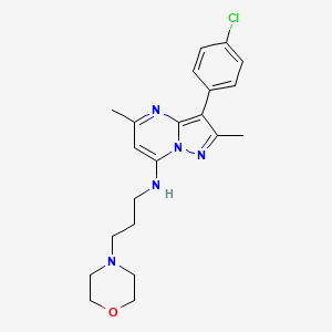 molecular formula C21H26ClN5O B2519682 3-(4-chlorophenyl)-2,5-dimethyl-N-(3-morpholinopropyl)pyrazolo[1,5-a]pyrimidin-7-amine CAS No. 850826-13-0