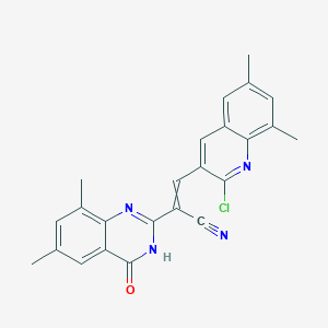 molecular formula C24H19ClN4O B2519683 3-(2-Chloro-6,8-dimethylquinolin-3-yl)-2-(6,8-dimethyl-4-oxo-3,4-dihydroquinazolin-2-yl)prop-2-enenitrile CAS No. 380390-29-4
