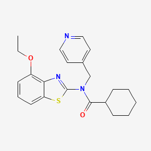 molecular formula C22H25N3O2S B2519685 N-(4-ethoxybenzo[d]thiazol-2-yl)-N-(pyridin-4-ylmethyl)cyclohexanecarboxamide CAS No. 941869-51-8