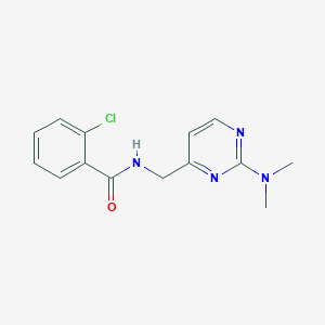 molecular formula C14H15ClN4O B2519687 2-chloro-N-((2-(dimethylamino)pyrimidin-4-yl)methyl)benzamide CAS No. 1797975-57-5