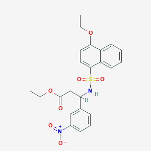 molecular formula C23H24N2O7S B2519697 3-(4-乙氧基萘-1-磺酰胺)-3-(3-硝基苯基)丙酸乙酯 CAS No. 681841-30-5