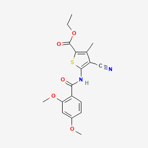 molecular formula C18H18N2O5S B2519735 4-氰基-5-(2,4-二甲氧基苯甲酰胺基)-3-甲硫代吩-2-羧酸乙酯 CAS No. 545344-28-3