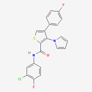 N-(3-chloro-4-fluorophenyl)-4-(4-fluorophenyl)-3-(1H-pyrrol-1-yl)thiophene-2-carboxamide