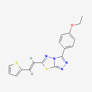 molecular formula C17H14N4OS2 B2519753 3-(4-ethoxyphenyl)-6-[(E)-2-(2-thienyl)vinyl][1,2,4]triazolo[3,4-b][1,3,4]thiadiazole CAS No. 874466-37-2