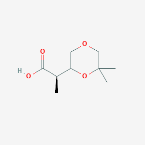 molecular formula C9H16O4 B2519767 (2R)-2-(6,6-Dimethyl-1,4-dioxan-2-yl)propanoic acid CAS No. 2248220-96-2