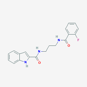 molecular formula C19H18FN3O2 B251978 N-(3-{[(2-fluorophenyl)carbonyl]amino}propyl)-1H-indole-2-carboxamide 