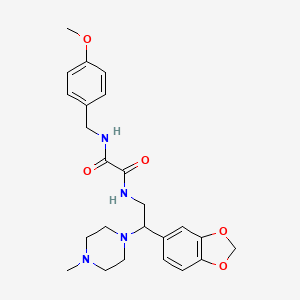molecular formula C24H30N4O5 B2519790 N1-(2-(苯并[d][1,3]二氧杂环-5-基)-2-(4-甲基哌嗪-1-基)乙基)-N2-(4-甲氧基苄基)草酰胺 CAS No. 896338-24-2