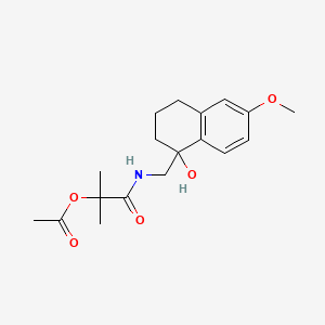 molecular formula C18H25NO5 B2519796 1-(((1-羟基-6-甲氧基-1,2,3,4-四氢萘-1-基)甲基)氨基)-2-甲基-1-氧代丙-2-基乙酸酯 CAS No. 2034259-28-2