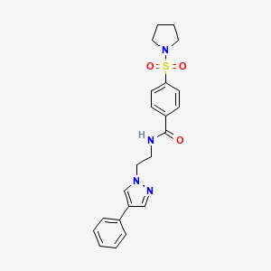 N-(2-(4-phenyl-1H-pyrazol-1-yl)ethyl)-4-(pyrrolidin-1-ylsulfonyl)benzamide