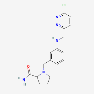 molecular formula C17H20ClN5O B2519809 1-[[3-[(6-Chloropyridazin-3-yl)methylamino]phenyl]methyl]pyrrolidine-2-carboxamide CAS No. 2128689-08-5