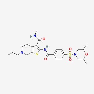 molecular formula C25H34N4O5S2 B2519811 2-(4-((2,6-dimethylmorpholino)sulfonyl)benzamido)-N-methyl-6-propyl-4,5,6,7-tetrahydrothieno[2,3-c]pyridine-3-carboxamide CAS No. 533904-96-0