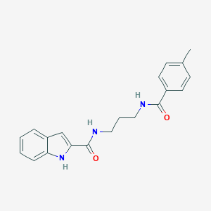 molecular formula C20H21N3O2 B251982 N-(3-{[(4-methylphenyl)carbonyl]amino}propyl)-1H-indole-2-carboxamide 