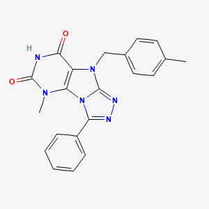 molecular formula C21H18N6O2 B2519823 1-Methyl-5-[(4-methylphenyl)methyl]-8-phenylpurino[8,9-c][1,2,4]triazole-2,4-dione CAS No. 921828-22-0