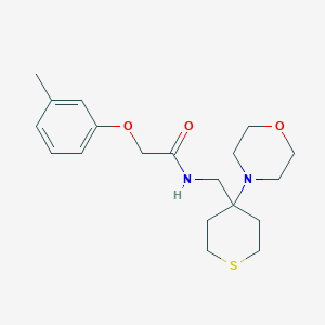 2-(3-Methylphenoxy)-N-[(4-morpholin-4-ylthian-4-yl)methyl]acetamide