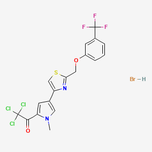 molecular formula C18H13BrCl3F3N2O2S B2519850 2,2,2-trichloro-1-[1-methyl-4-(2-{[3-(trifluoromethyl)phenoxy]methyl}-1,3-thiazol-4-yl)-1H-pyrrol-2-yl]ethan-1-one hydrobromide CAS No. 318239-46-2