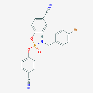 molecular formula C21H15BrN3O3P B2519853 4-[[(4-Bromophenyl)methylamino]-(4-cyanophenoxy)phosphoryl]oxybenzonitrile CAS No. 2445792-91-4