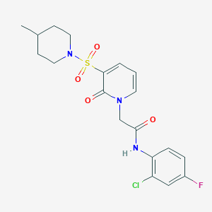 molecular formula C19H21ClFN3O4S B2519856 N-(2-chloro-4-fluorophenyl)-2-(3-((4-methylpiperidin-1-yl)sulfonyl)-2-oxopyridin-1(2H)-yl)acetamide CAS No. 1251694-78-6