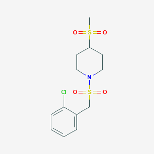 molecular formula C13H18ClNO4S2 B2519857 1-((2-氯苄基)磺酰基)-4-(甲磺酰基)哌啶 CAS No. 1704615-03-1