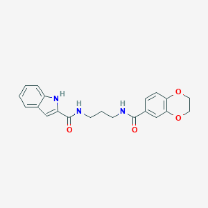 molecular formula C21H21N3O4 B251986 N-{3-[(2,3-dihydro-1,4-benzodioxin-6-ylcarbonyl)amino]propyl}-1H-indole-2-carboxamide 