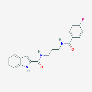 molecular formula C19H18FN3O2 B251987 N-{3-[(4-fluorobenzoyl)amino]propyl}-1H-indole-2-carboxamide 