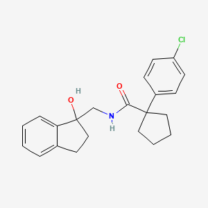 molecular formula C22H24ClNO2 B2519884 1-(4-chlorophenyl)-N-((1-hydroxy-2,3-dihydro-1H-inden-1-yl)methyl)cyclopentanecarboxamide CAS No. 1396847-61-2