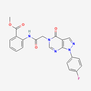 molecular formula C21H16FN5O4 B2519887 2-({[1-(4-氟苯基)-4-氧代-1,4-二氢-5H-吡唑并[3,4-d]嘧啶-5-基]乙酰}氨基)苯甲酸甲酯 CAS No. 1260910-21-1