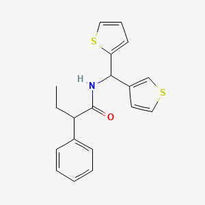 molecular formula C19H19NOS2 B2519889 2-phenyl-N-(thiophen-2-yl(thiophen-3-yl)methyl)butanamide CAS No. 2319877-44-4