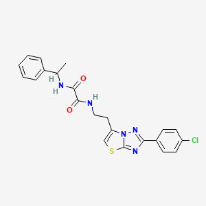 molecular formula C22H20ClN5O2S B2519892 N1-(2-(2-(4-chlorophenyl)thiazolo[3,2-b][1,2,4]triazol-6-yl)ethyl)-N2-(1-phenylethyl)oxalamide CAS No. 894038-26-7