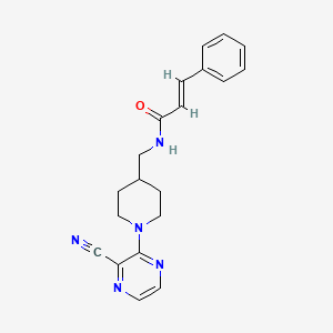molecular formula C20H21N5O B2519898 N-((1-(3-cyanopyrazin-2-yl)piperidin-4-yl)methyl)cinnamamide CAS No. 1798406-38-8