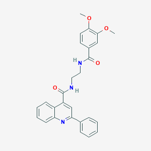 molecular formula C27H25N3O4 B251990 N-(2-{[(3,4-dimethoxyphenyl)carbonyl]amino}ethyl)-2-phenylquinoline-4-carboxamide 