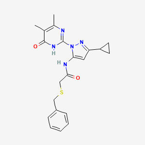 2-(benzylthio)-N-(3-cyclopropyl-1-(4,5-dimethyl-6-oxo-1,6-dihydropyrimidin-2-yl)-1H-pyrazol-5-yl)acetamide