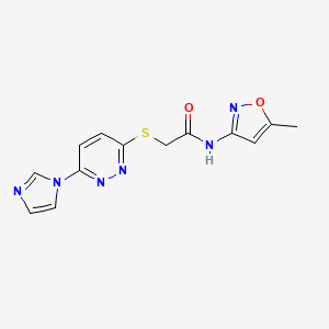 molecular formula C13H12N6O2S B2519914 2-((6-(1H-imidazol-1-yl)pyridazin-3-yl)thio)-N-(5-methylisoxazol-3-yl)acetamide CAS No. 1334370-73-8