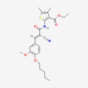 molecular formula C25H30N2O5S B2519915 ethyl 2-[[(E)-2-cyano-3-(3-methoxy-4-pentoxyphenyl)prop-2-enoyl]amino]-4,5-dimethylthiophene-3-carboxylate CAS No. 380424-49-7