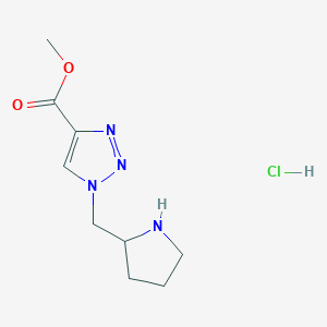 molecular formula C9H15ClN4O2 B2519925 Methyl 1-(pyrrolidin-2-ylmethyl)-1H-1,2,3-triazole-4-carboxylate hydrochloride CAS No. 2219408-75-8