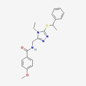 N-((4-ethyl-5-((1-phenylethyl)thio)-4H-1,2,4-triazol-3-yl)methyl)-4-methoxybenzamide