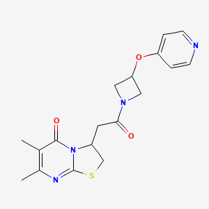 molecular formula C18H20N4O3S B2519933 6,7-Dimethyl-3-[2-oxo-2-(3-pyridin-4-yloxyazetidin-1-yl)ethyl]-2,3-dihydro-[1,3]thiazolo[3,2-a]pyrimidin-5-one CAS No. 2415631-36-4