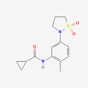 molecular formula C14H18N2O3S B2519935 N-(5-(1,1-dioxidoisothiazolidin-2-yl)-2-methylphenyl)cyclopropanecarboxamide CAS No. 941932-55-4